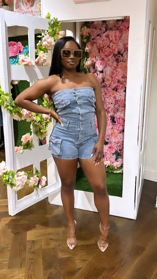 She such a problem denim romper