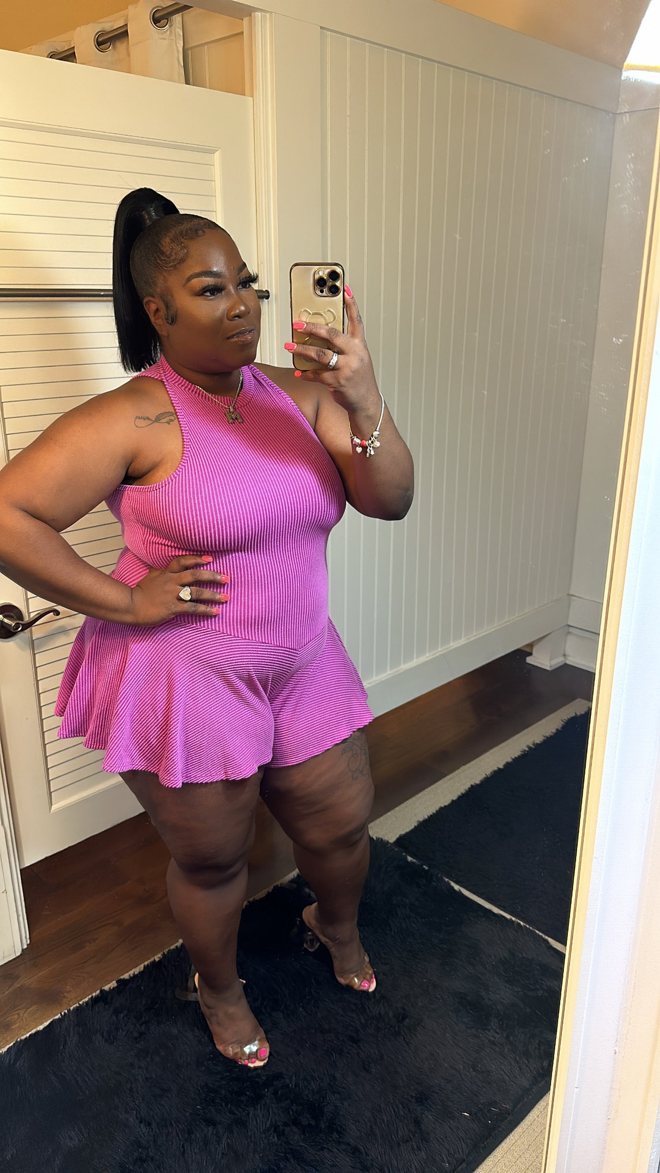 A bad a**short romper -PLUS